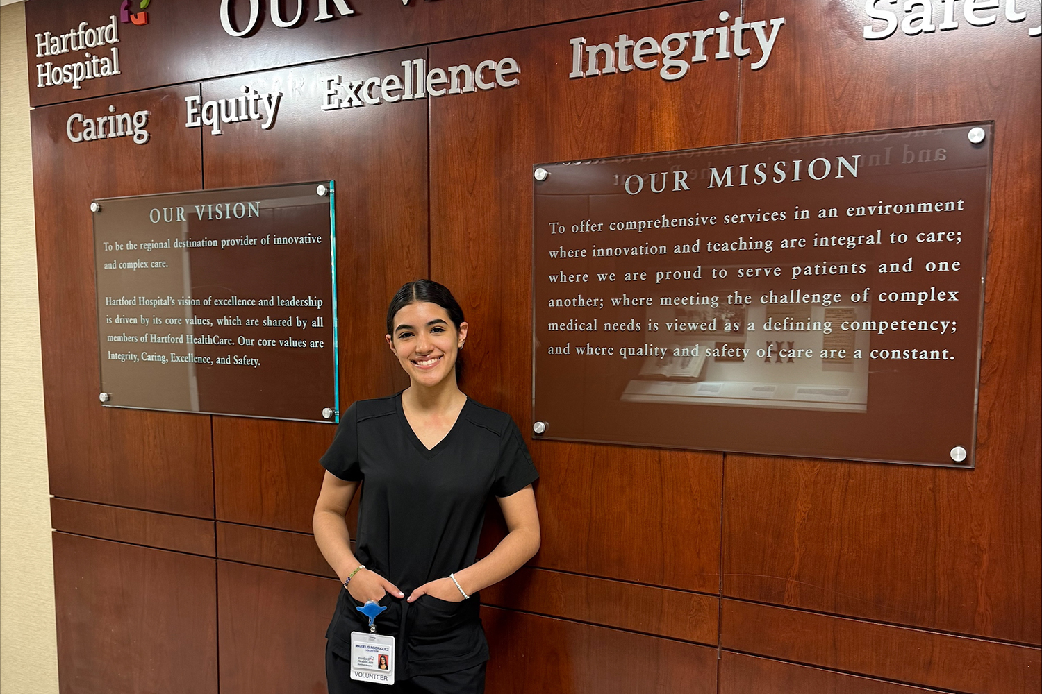 Marielis Rodriguez at her internship at Hartford Hospital